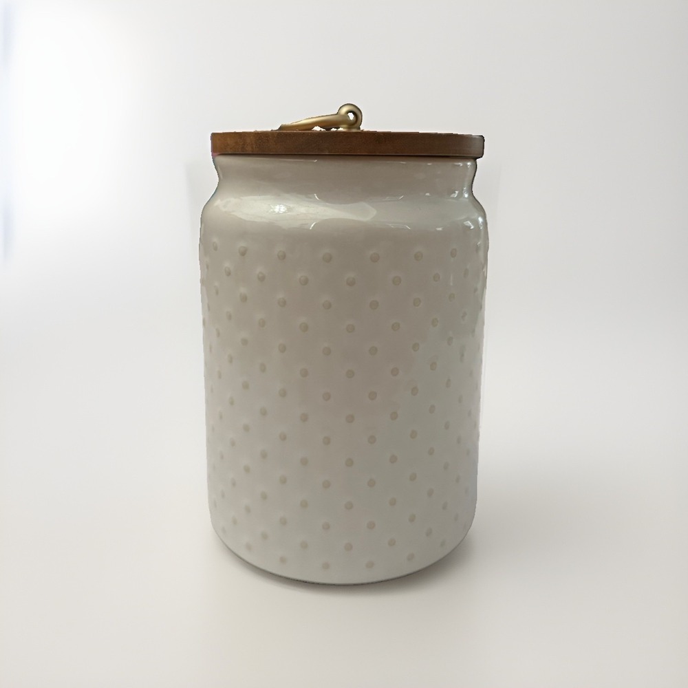 Better Homes & Garden Discontinued White Ceramic Dotted Hobnail 6" Canister